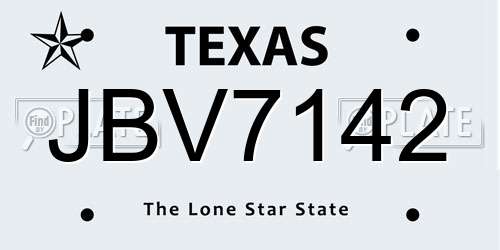 JBV7142 Texas License Plate