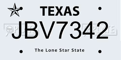 JBV7342 Texas License Plate