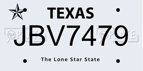 JBV7479 Texas License Plate
