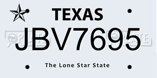 JBV7695 Texas License Plate