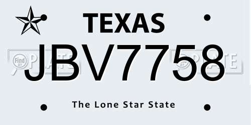 JBV7758 Texas License Plate