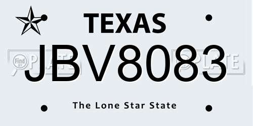 JBV8083 Texas License Plate