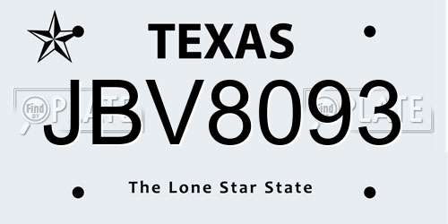 JBV8093 Texas License Plate