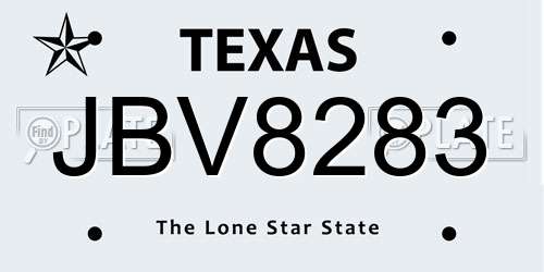 JBV8283 Texas License Plate