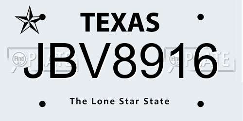 JBV8916 Texas License Plate