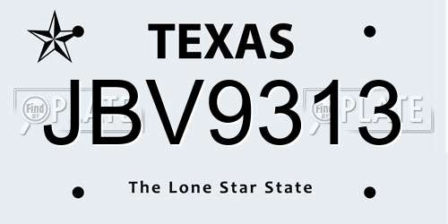 JBV9313 Texas License Plate