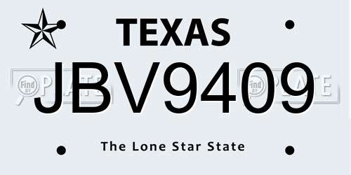 JBV9409 Texas License Plate