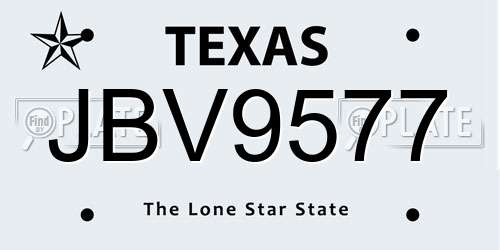 JBV9577 Texas License Plate