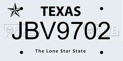 JBV9702 Texas License Plate