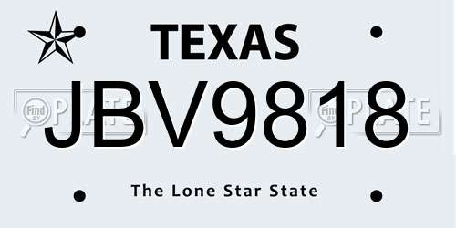 JBV9818 Texas License Plate