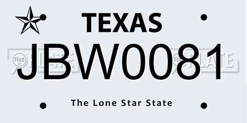JBW0081 Texas License Plate