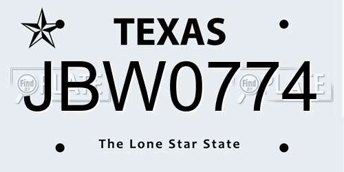 JBW0774 Texas License Plate