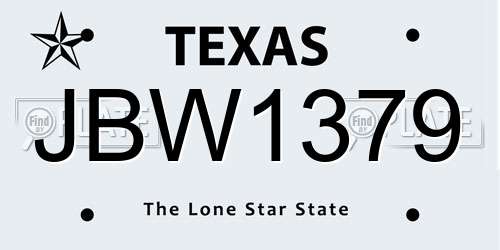 JBW1379 Texas License Plate
