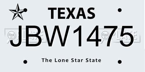 JBW1475 Texas License Plate