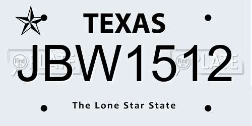 JBW1512 Texas License Plate
