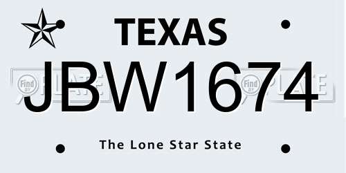 JBW1674 Texas License Plate