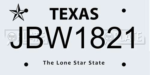 JBW1821 Texas License Plate