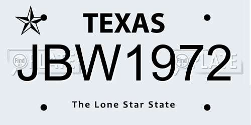 JBW1972 Texas License Plate