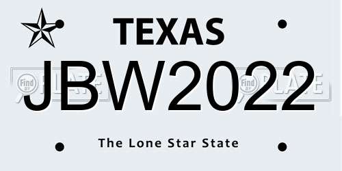 JBW2022 Texas License Plate