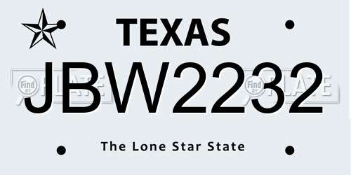 JBW2232 Texas License Plate