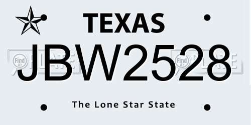 JBW2528 Texas License Plate