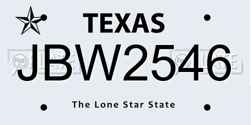 JBW2546 Texas License Plate