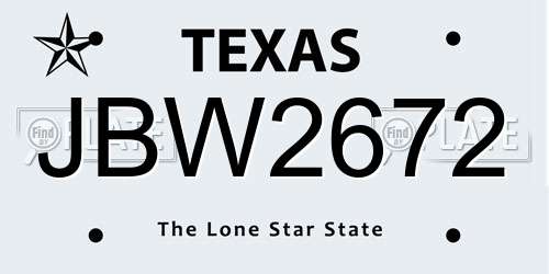 JBW2672 Texas License Plate