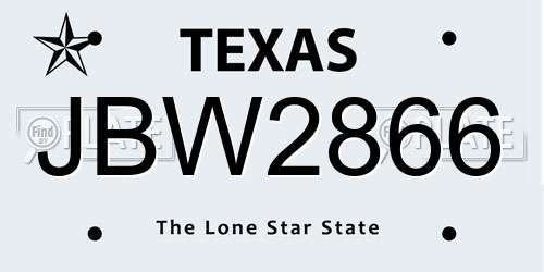JBW2866 Texas License Plate
