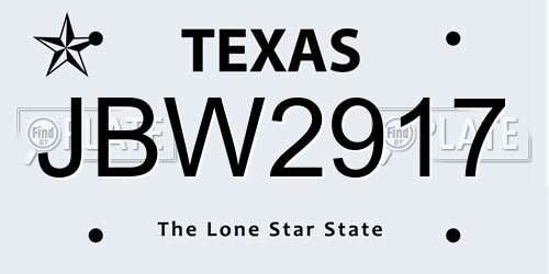 JBW2917 Texas License Plate