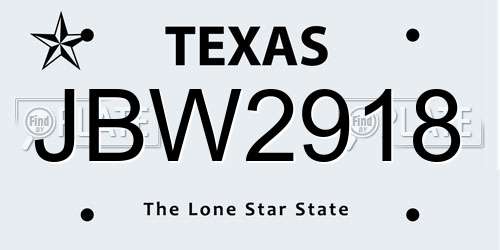 JBW2918 Texas License Plate
