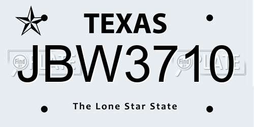 JBW3710 Texas License Plate
