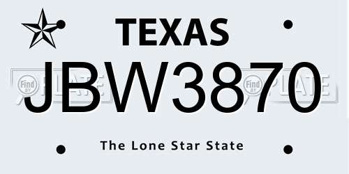 JBW3870 Texas License Plate
