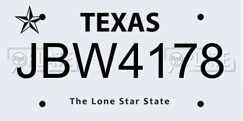 JBW4178 Texas License Plate