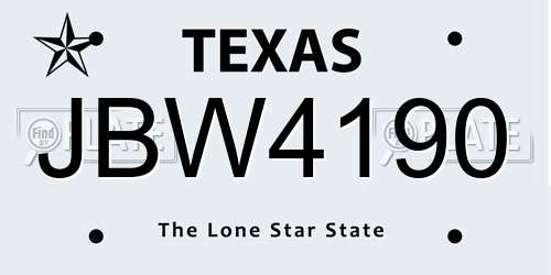 JBW4190 Texas License Plate