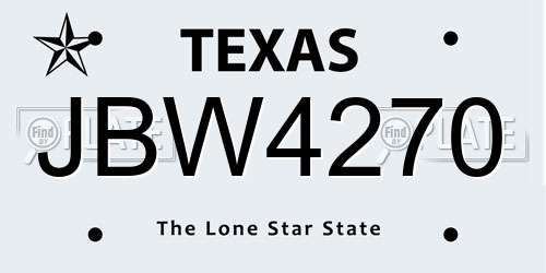 JBW4270 Texas License Plate