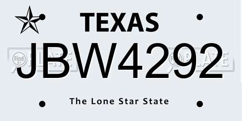 JBW4292 Texas License Plate