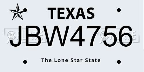 JBW4756 Texas License Plate
