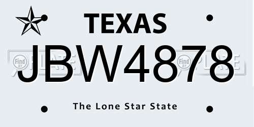 JBW4878 Texas License Plate