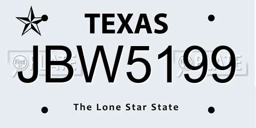 JBW5199 Texas License Plate