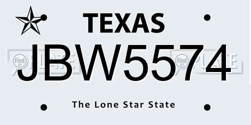 JBW5574 Texas License Plate