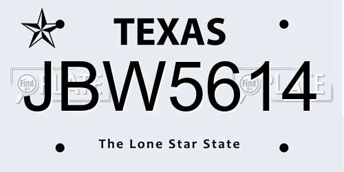 JBW5614 Texas License Plate