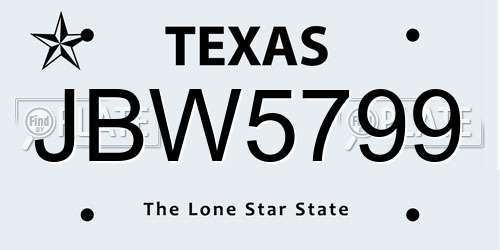 JBW5799 Texas License Plate