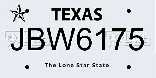 JBW6175 Texas License Plate