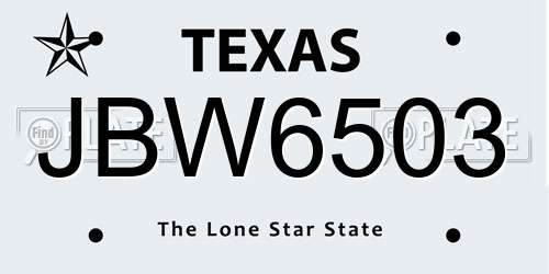 JBW6503 Texas License Plate