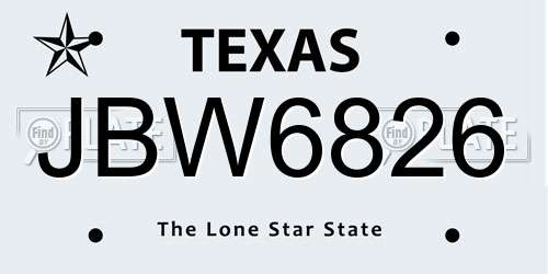 JBW6826 Texas License Plate