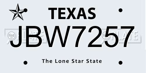 JBW7257 Texas License Plate