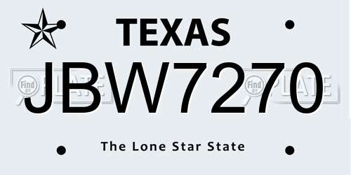 JBW7270 Texas License Plate