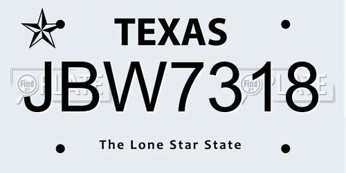 JBW7318 Texas License Plate
