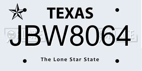 JBW8064 Texas License Plate
