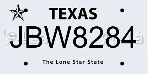 JBW8284 Texas License Plate